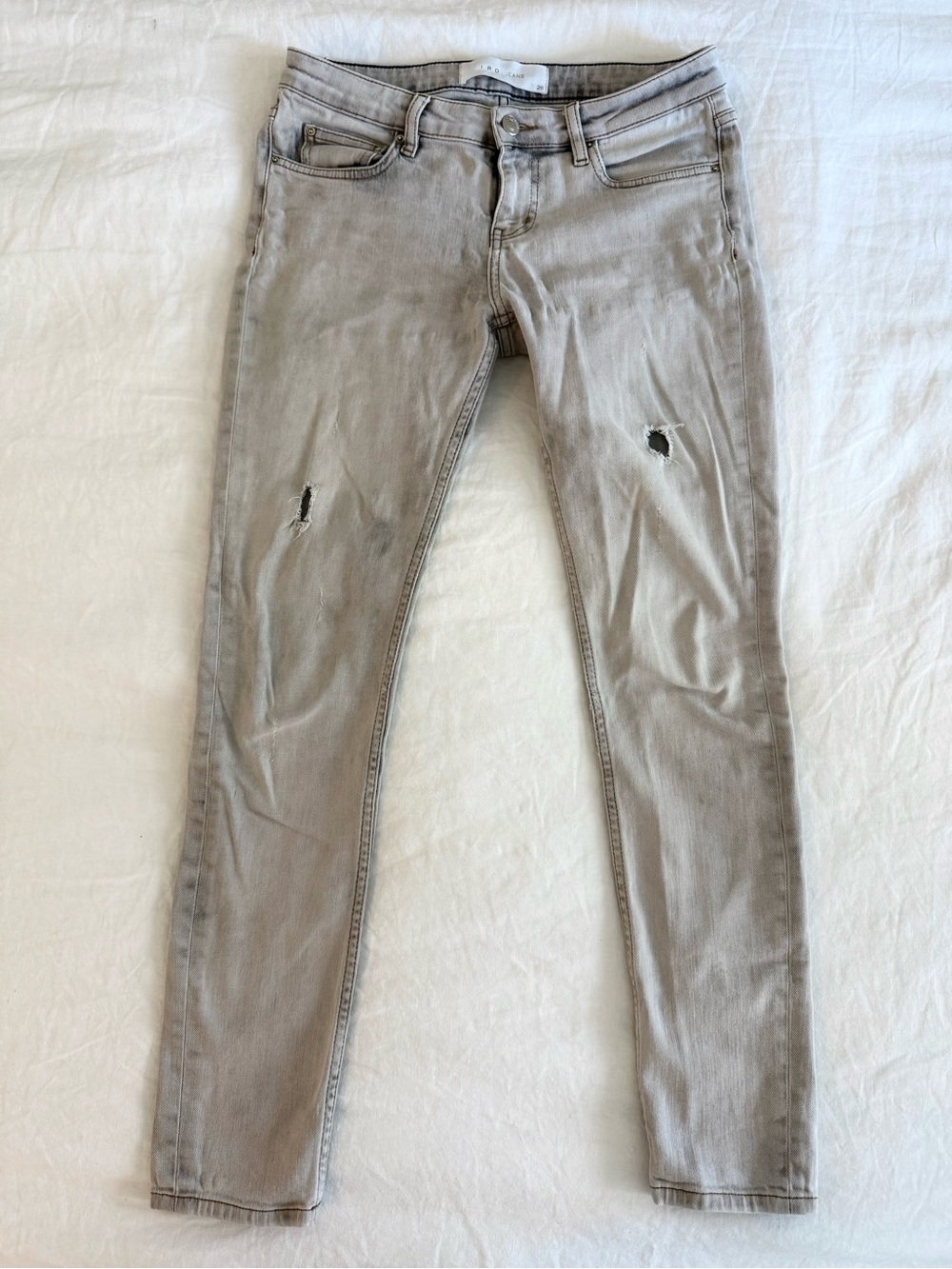 IRO Paris Washed Gray Skinny Jeans Distressed Size 26